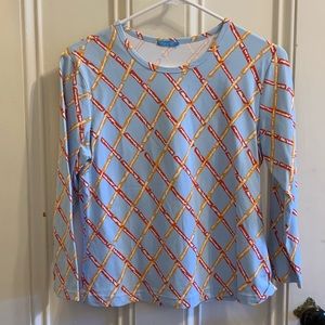 J. McLaughlin Blue Patterned Top